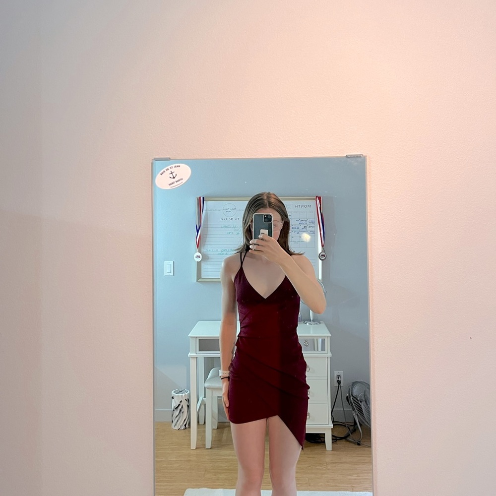 Windsor maroon mini wrap dress-small/xs